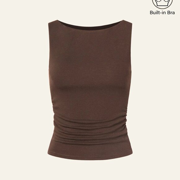 OGL Move - Boat Neck Brami Tank Top (S, Brown) - Picture 2 of 10